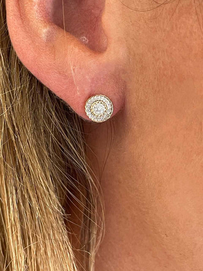 Pendientes MILETO en oro amarillo y blanco con brillantes en 14 ktes