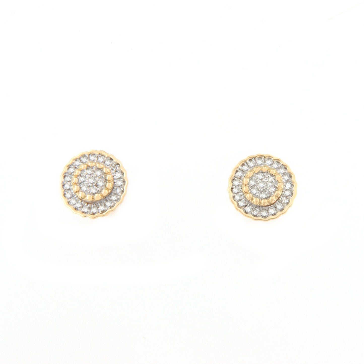 Pendientes MILETO en oro amarillo y blanco con brillantes en 14 ktes