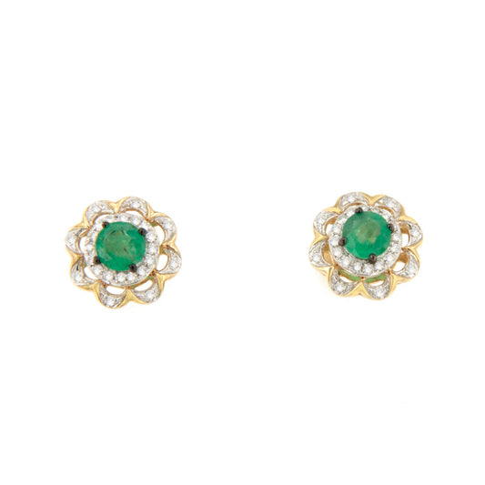 Pendientes CENIT en esmeralda y brillantes en oro amarillo de 14 ktes
