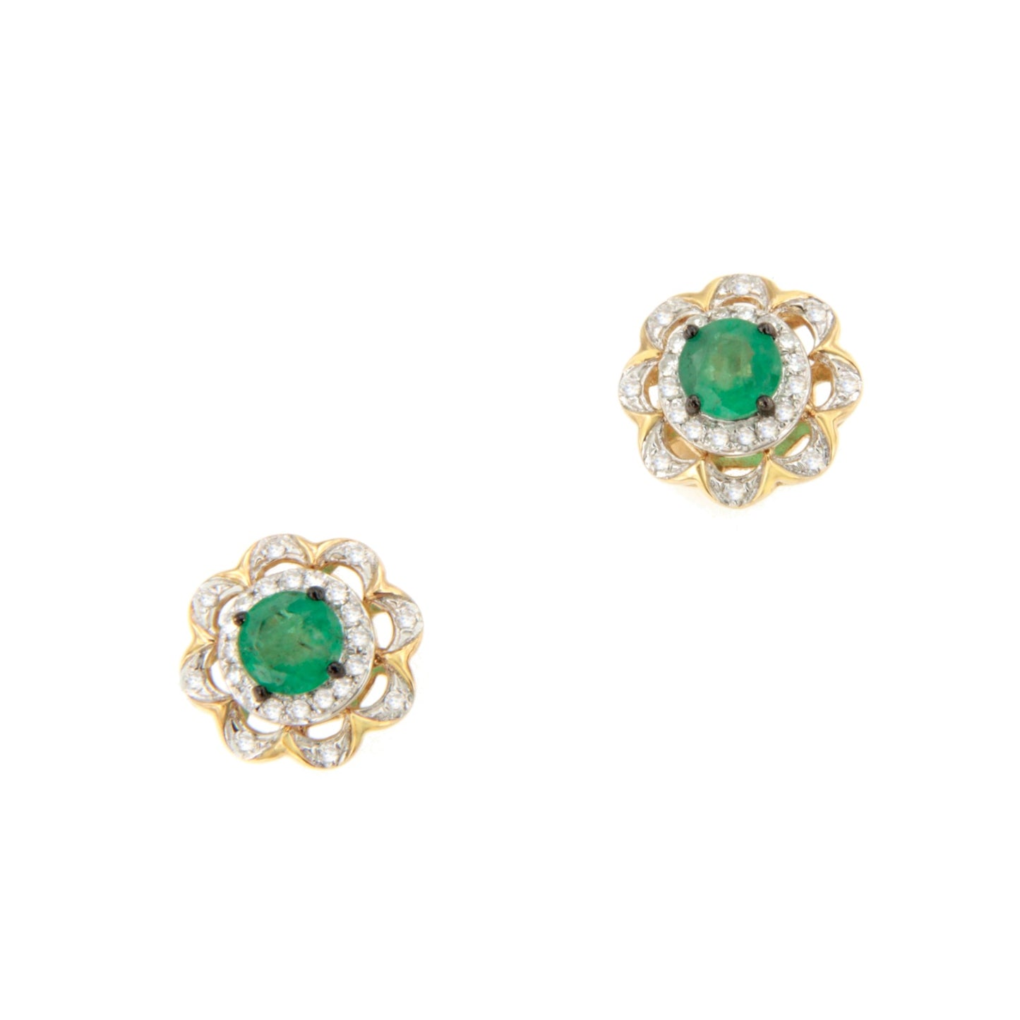 Pendientes CENIT en esmeralda y brillantes en oro amarillo de 14 ktes