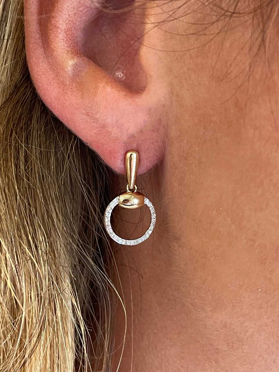Pendientes TIFLIS en oro amarillo y blanco con brillantes en 14 ktes