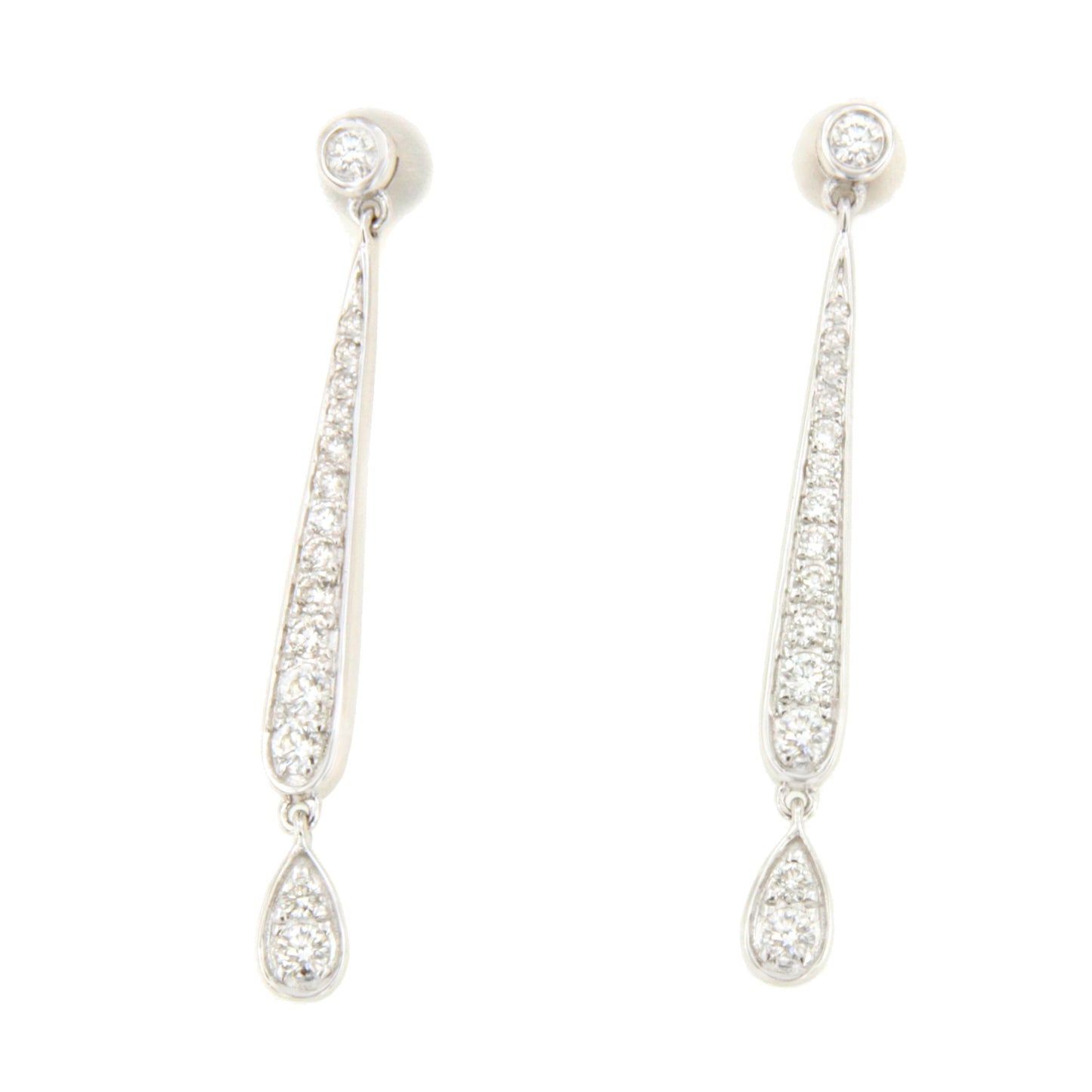 Pendientes NADIR largos en oro blanco con brillantes en 14 ktes
