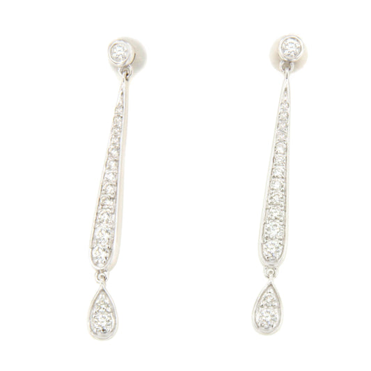 Pendientes NADIR largos en oro blanco con brillantes en 14 ktes