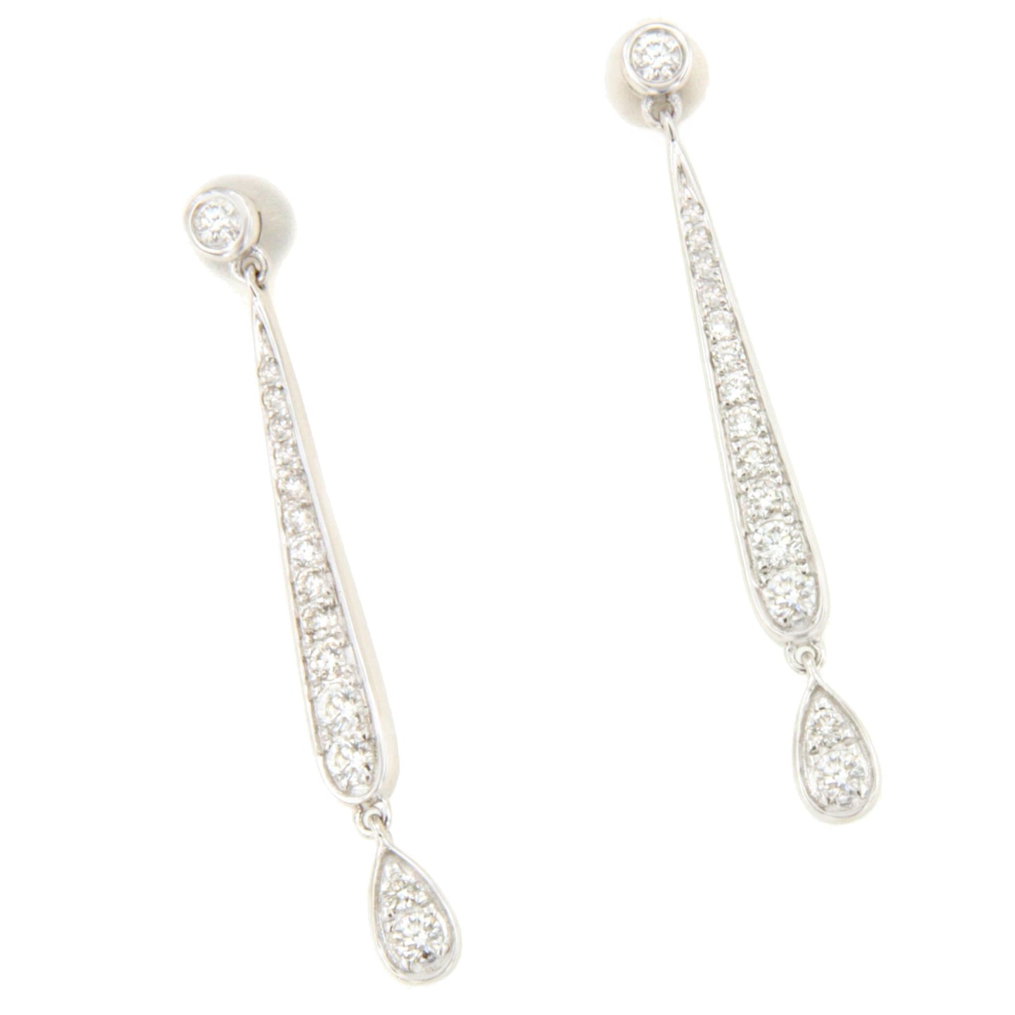 Pendientes NADIR largos en oro blanco con brillantes en 14 ktes