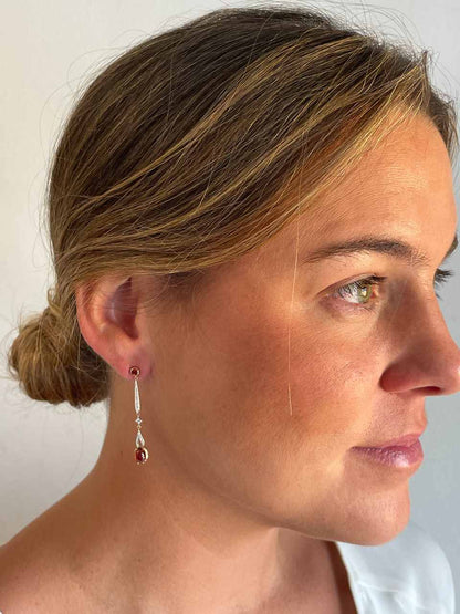 Pendientes SOLTICIO topacio en oro blanco y rosa con brillantes en 14 ktes
