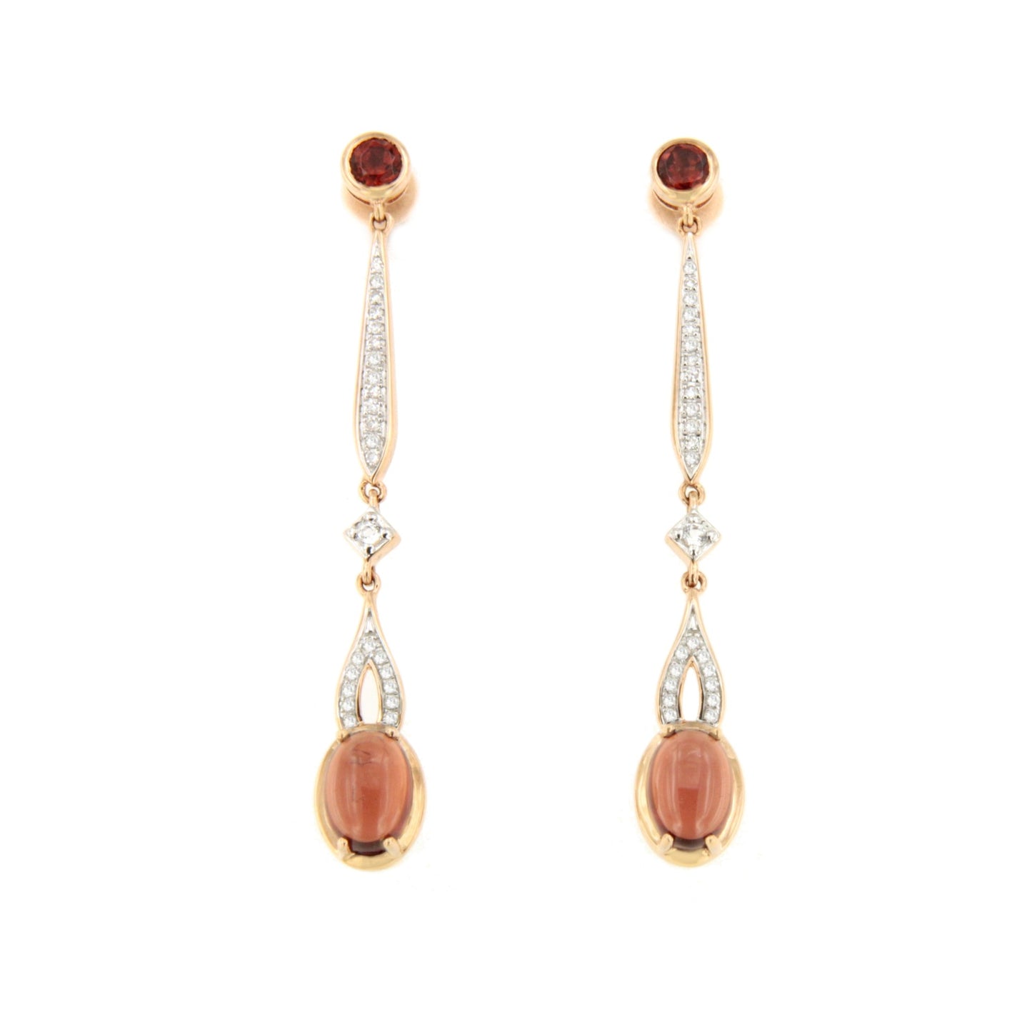 Pendientes SOLTICIO topacio en oro blanco y rosa con brillantes en 14 ktes