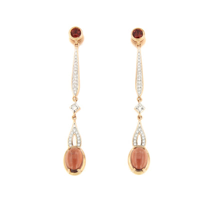 Pendientes SOLTICIO topacio en oro blanco y rosa con brillantes en 14 ktes