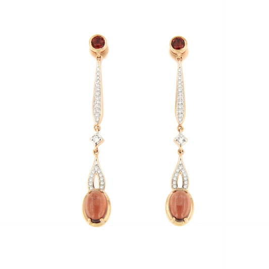 Pendientes SOLTICIO topacio en oro blanco y rosa con brillantes en 14 ktes