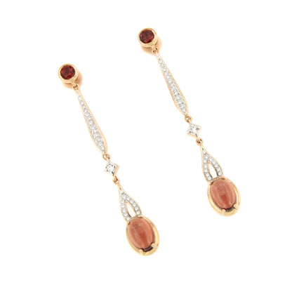 Pendientes SOLTICIO topacio en oro blanco y rosa con brillantes en 14 ktes