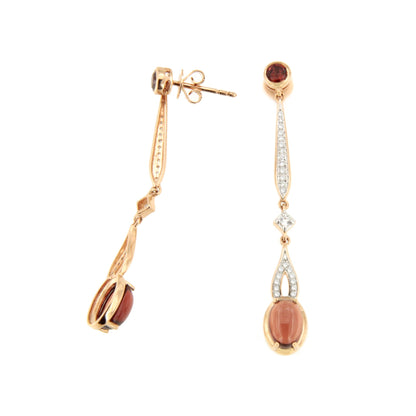Pendientes SOLTICIO topacio en oro blanco y rosa con brillantes en 14 ktes