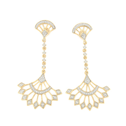 Pendientes EQUINOCIO largos en oro amarillo y blanco con brillantes 14 ktes