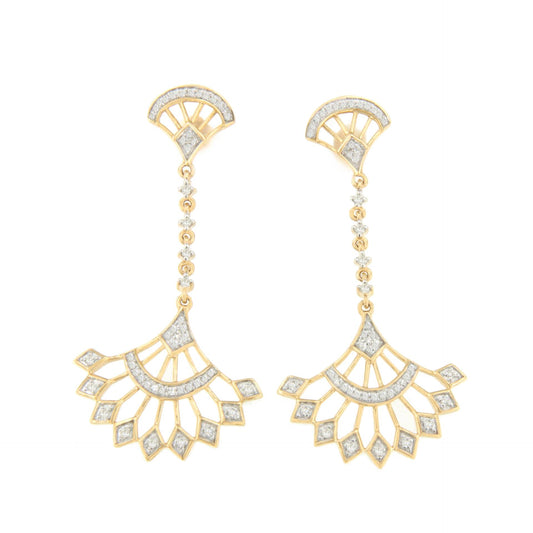 Pendientes EQUINOCIO largos en oro amarillo y blanco con brillantes 14 ktes