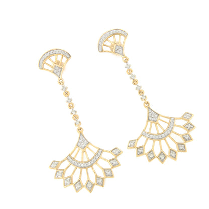 Pendientes EQUINOCIO largos en oro amarillo y blanco con brillantes 14 ktes