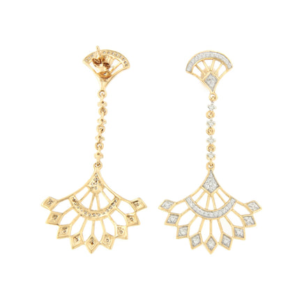 Pendientes EQUINOCIO largos en oro amarillo y blanco con brillantes 14 ktes