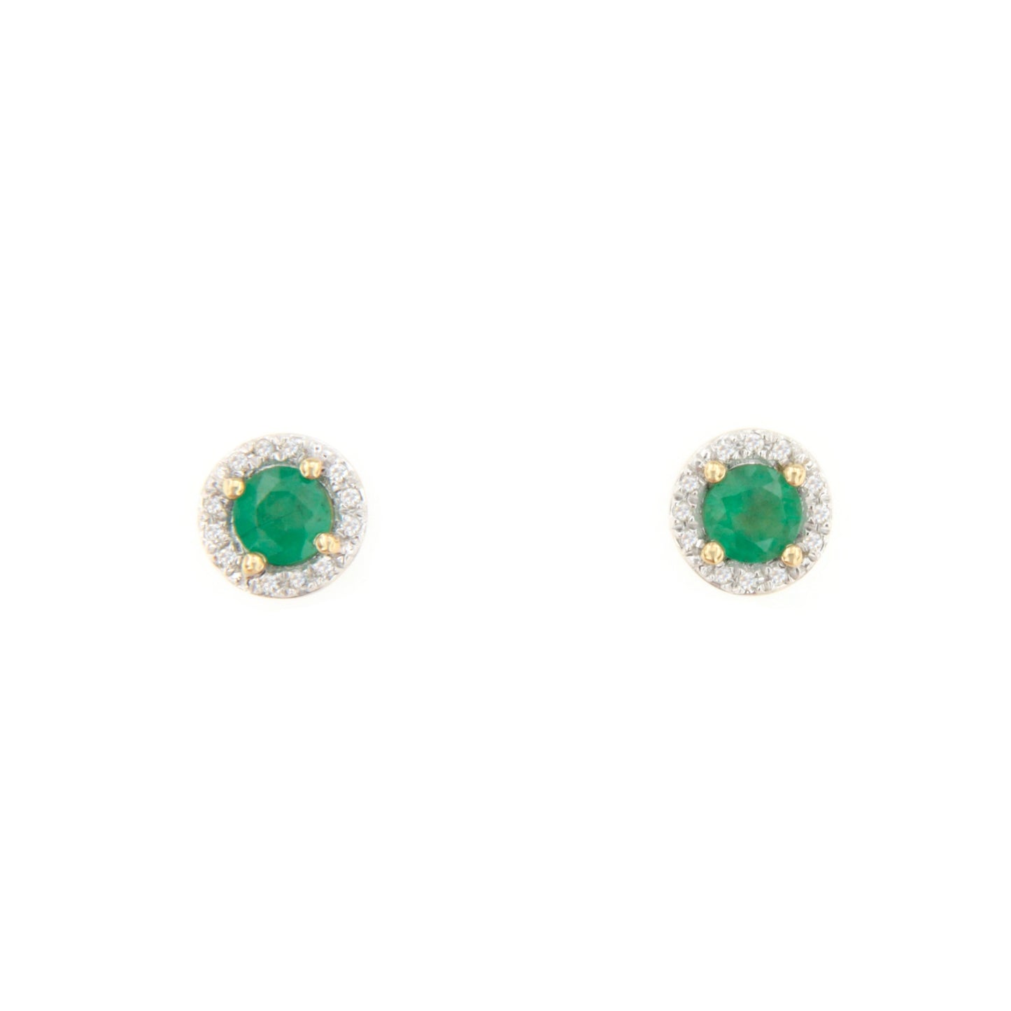 Pendientes KIGALI en esmeralda y brillantes en oro amarillo de 14 ktes