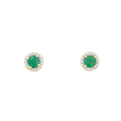 Pendientes KIGALI en esmeralda y brillantes en oro amarillo de 14 ktes