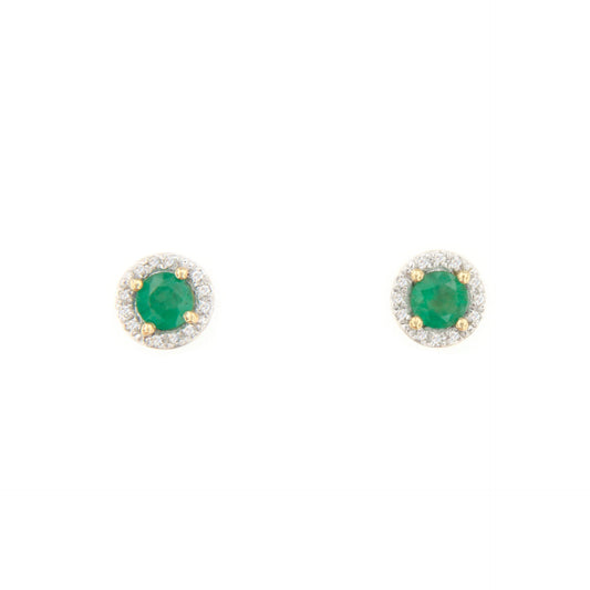 Pendientes KIGALI en esmeralda y brillantes en oro amarillo de 14 ktes