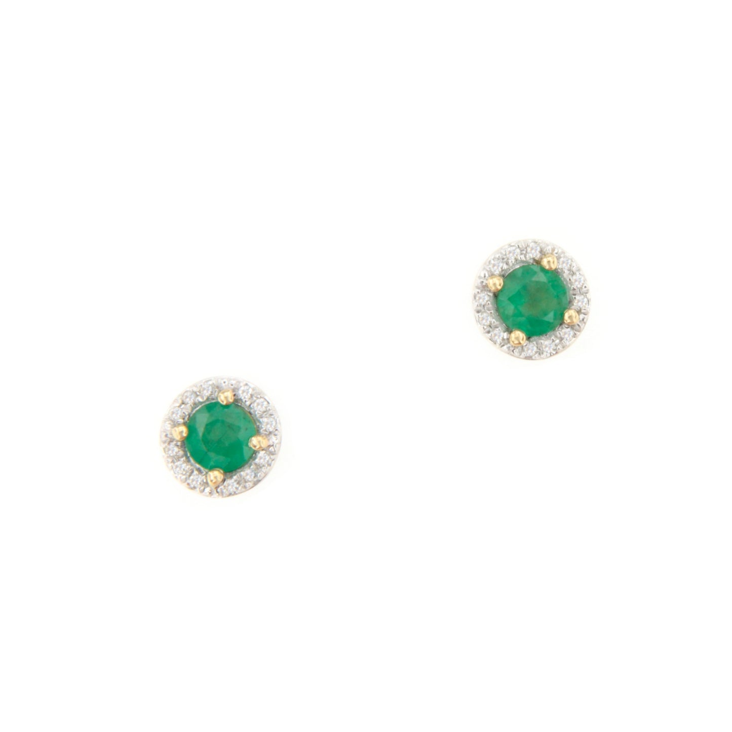 Pendientes KIGALI en esmeralda y brillantes en oro amarillo de 14 ktes