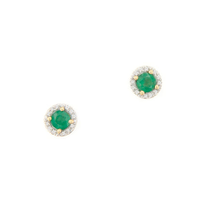 Pendientes KIGALI en esmeralda y brillantes en oro amarillo de 14 ktes