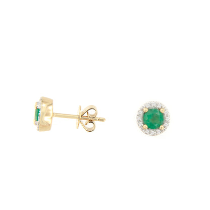 Pendientes KIGALI en esmeralda y brillantes en oro amarillo de 14 ktes