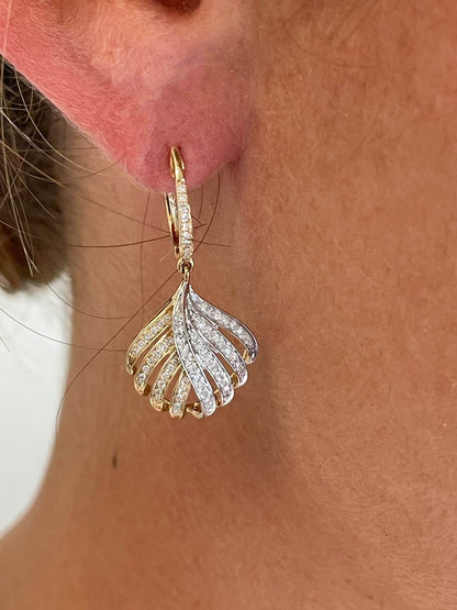 Pendientes FULGOR con brillantes en oro amarillo y blanco de 14 ktes