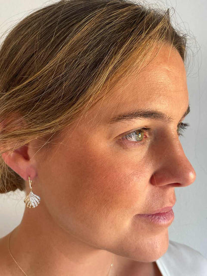 Pendientes FULGOR con brillantes en oro amarillo y blanco de 14 ktes