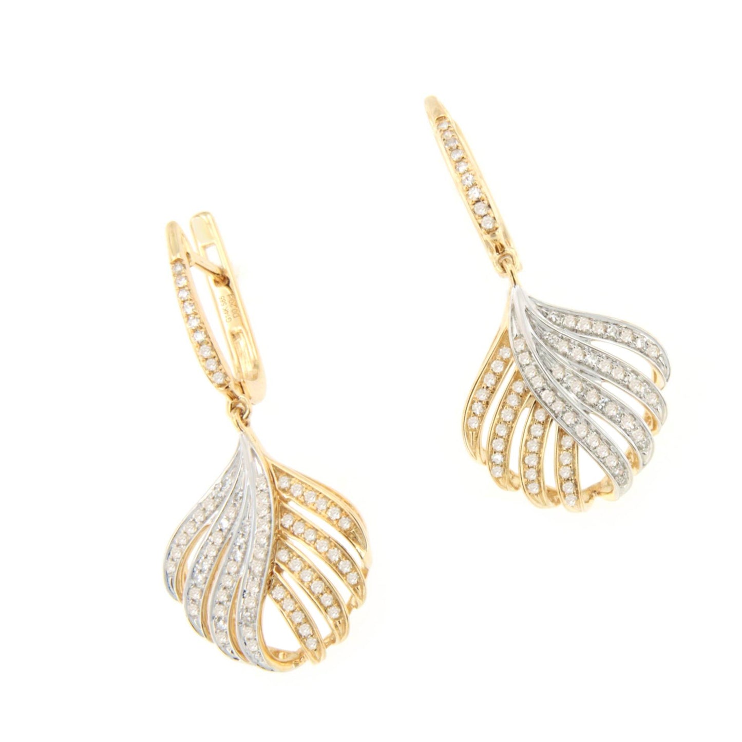 Pendientes FULGOR con brillantes en oro amarillo y blanco de 14 ktes