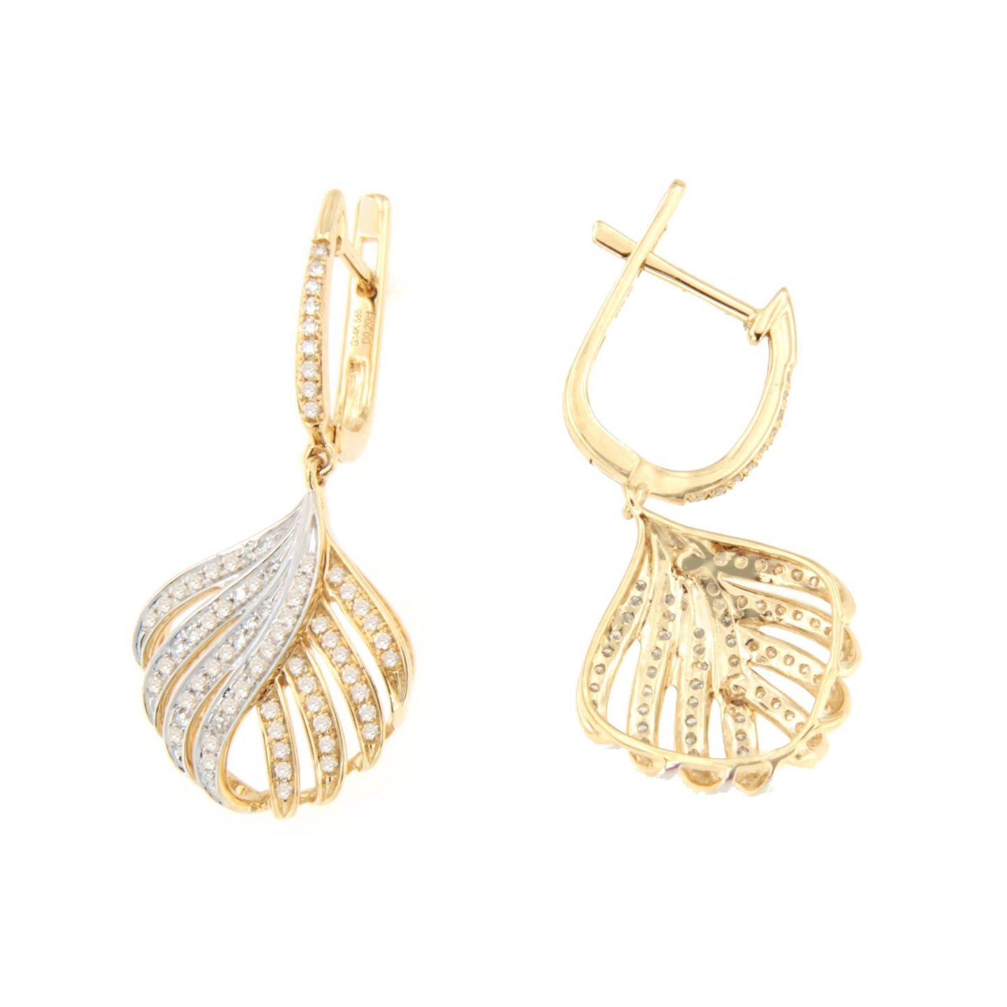 Pendientes FULGOR con brillantes en oro amarillo y blanco de 14 ktes