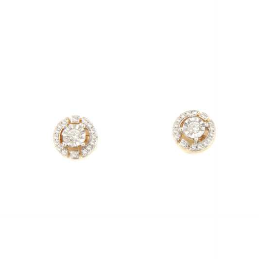 Pendientes DESTALLOS solitario con brillantes en oro amarillo y blanco en 14 ktes
