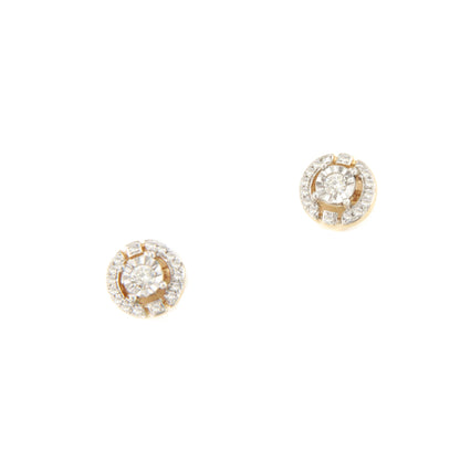 Pendientes DESTALLOS solitario con brillantes en oro amarillo y blanco en 14 ktes