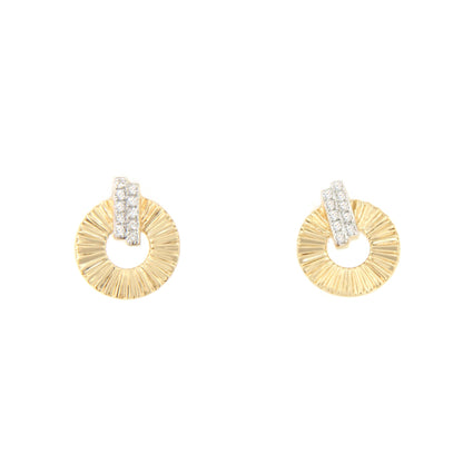 Pendientes CENTELLO en oro amarillo y blanco con brillantes en 14 ktes