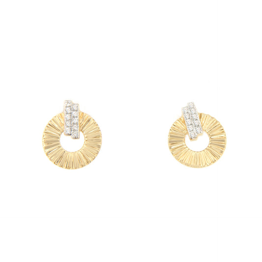 Pendientes CENTELLO en oro amarillo y blanco con brillantes en 14 ktes