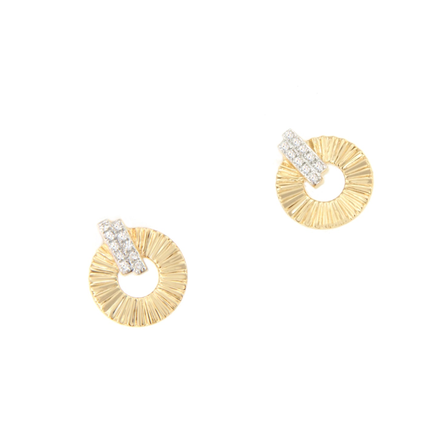 Pendientes CENTELLO en oro amarillo y blanco con brillantes en 14 ktes