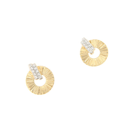 Pendientes CENTELLO en oro amarillo y blanco con brillantes en 14 ktes
