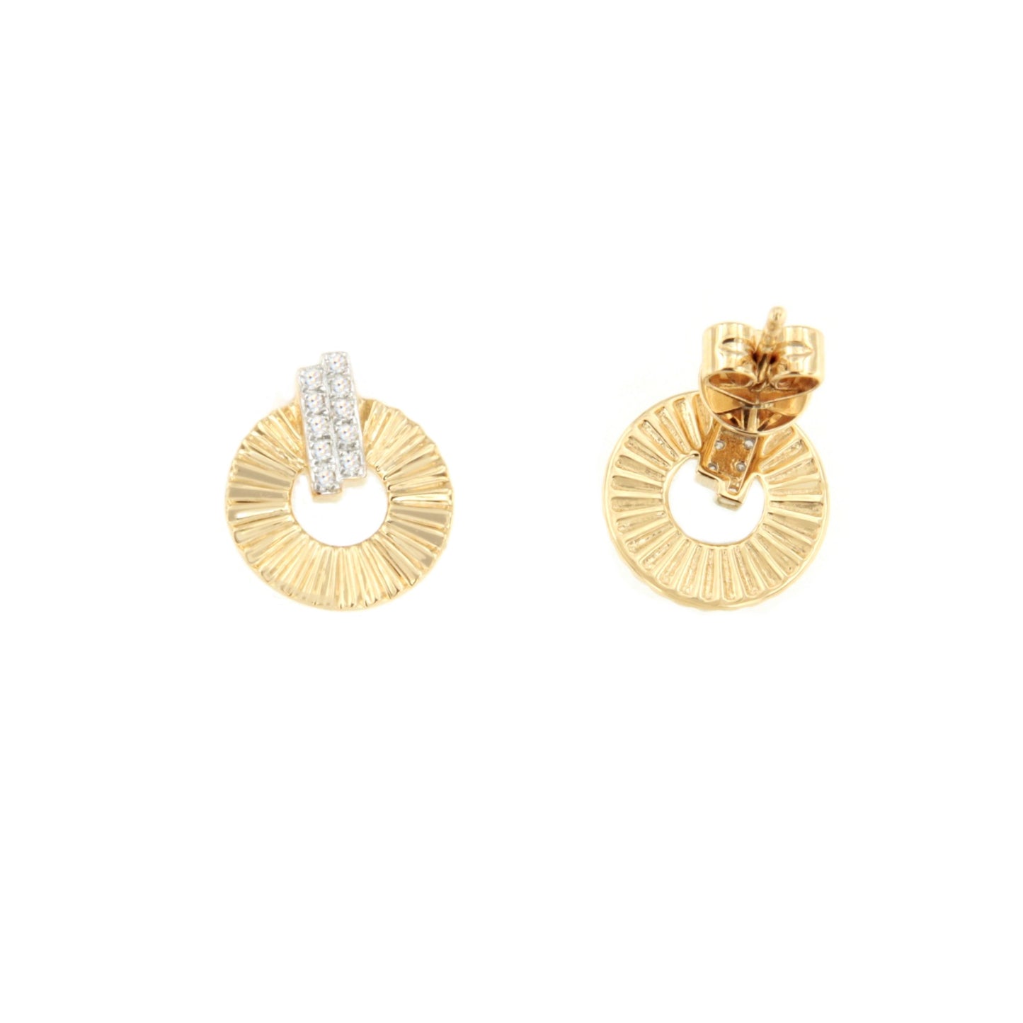 Pendientes CENTELLO en oro amarillo y blanco con brillantes en 14 ktes