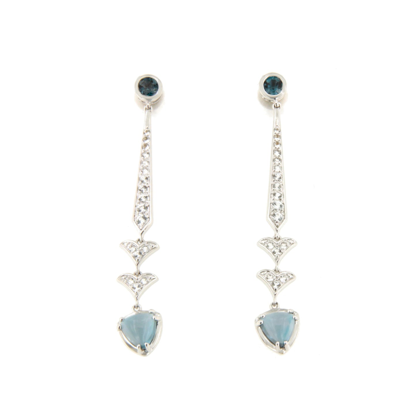 Pendientes RESPLANDORES topacio en oro blanco con brillantes en 14 ktes