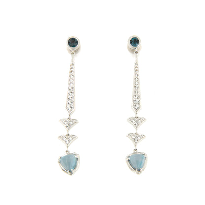 Pendientes RESPLANDORES topacio en oro blanco con brillantes en 14 ktes