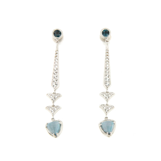 Pendientes RESPLANDORES topacio en oro blanco con brillantes en 14 ktes