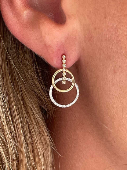 Pendientes KIGALI en oro amarillo y blanco con brillantes en 14 ktes.