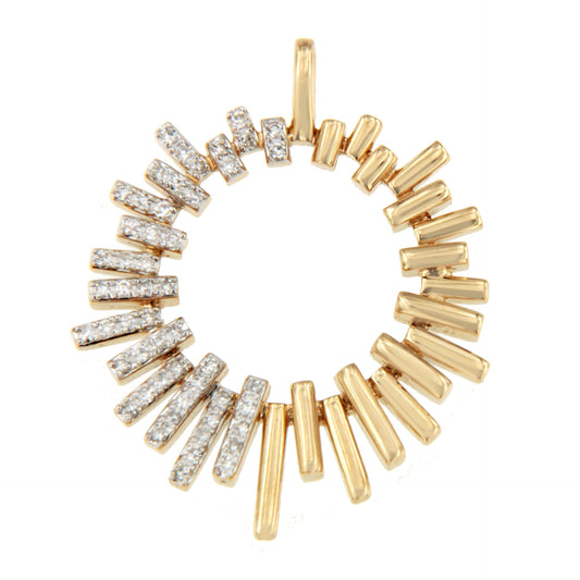 Colgante ALMERIA circulo en oro amarillo y blanco de 14 ktes con brillantes