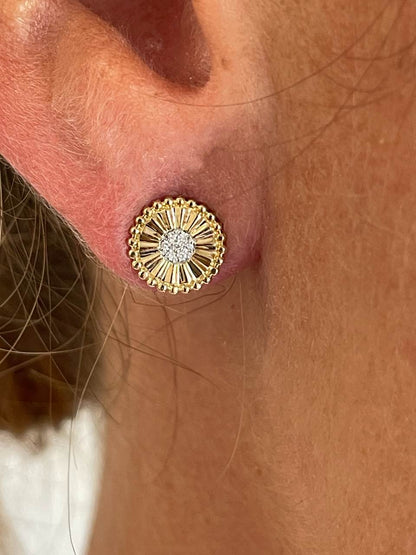 Pendientes TBILISI en oro amarillo y blanco con brillantes en 14 ktes