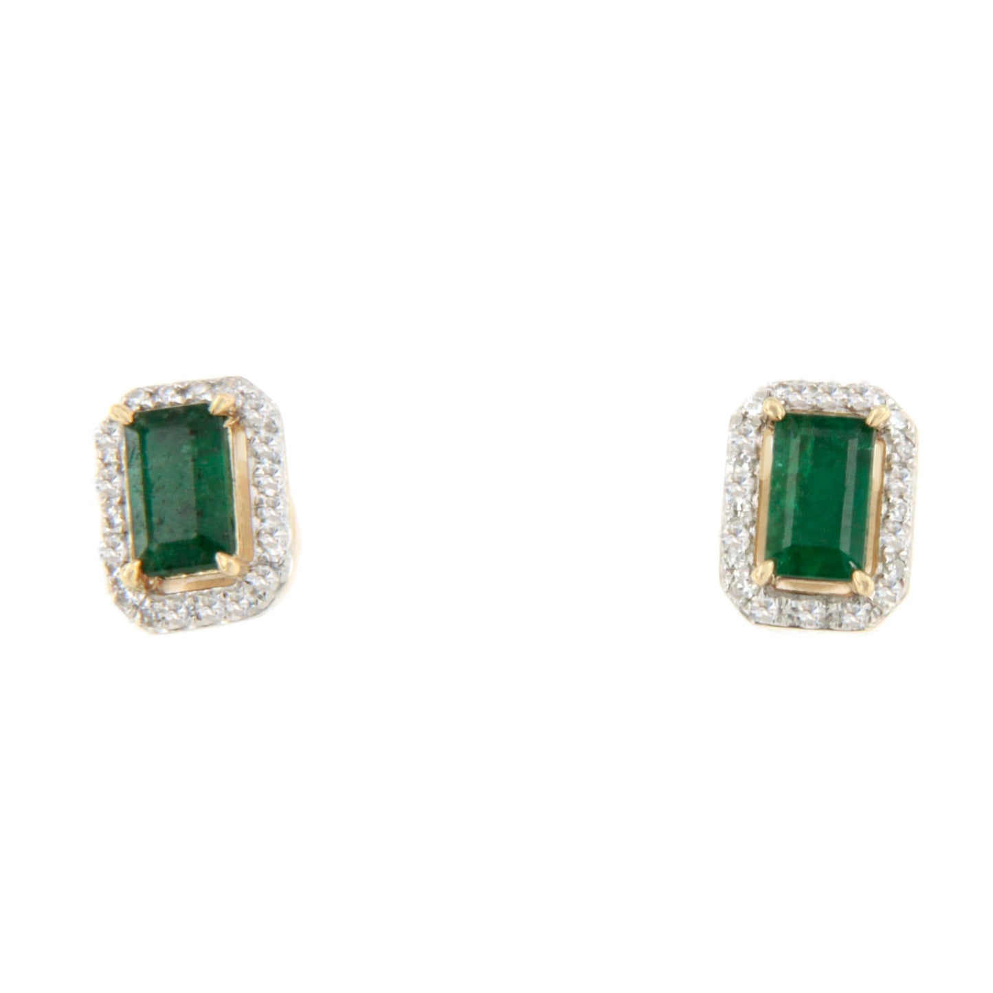 Pendientes AMARA en esmeralda y brillantes en oro amarillo de 14 ktes
