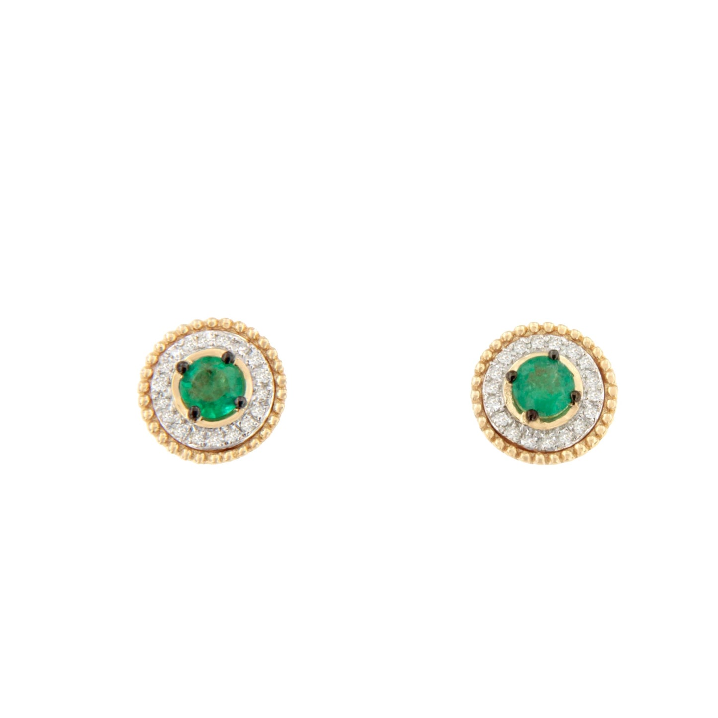 Pendientes ZARA en esmeralda y brillantes en oro amarillo de 14 ktes