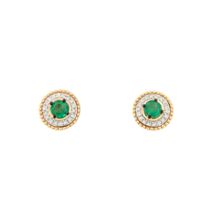Pendientes ZARA en esmeralda y brillantes en oro amarillo de 14 ktes