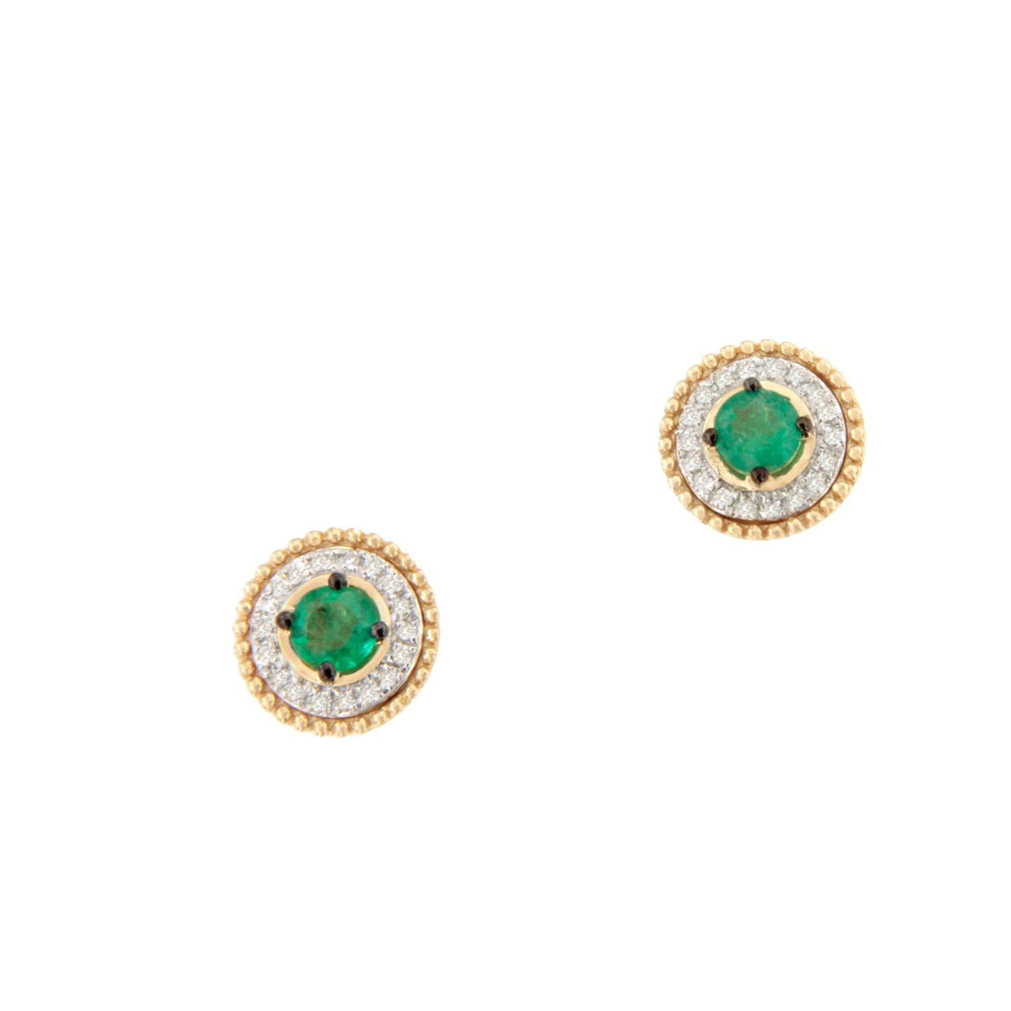 Pendientes ZARA en esmeralda y brillantes en oro amarillo de 14 ktes