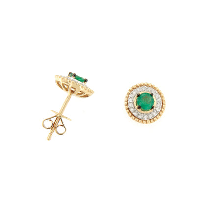 Pendientes ZARA en esmeralda y brillantes en oro amarillo de 14 ktes