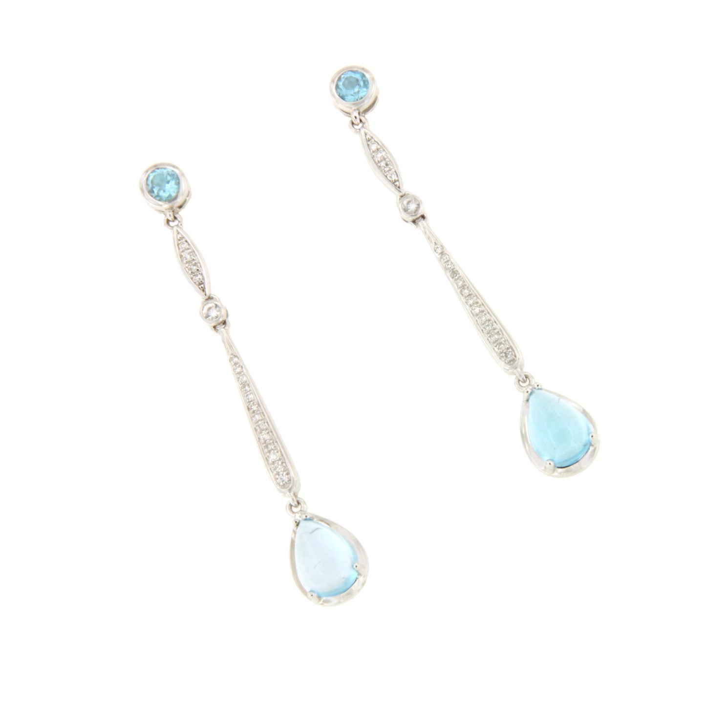 Pendientes NADIA topacio en oro blanco y rosa con brillantes en 14 ktes