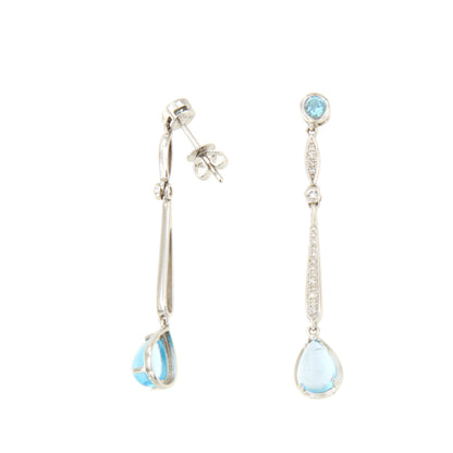 Pendientes NADIA topacio en oro blanco y rosa con brillantes en 14 ktes