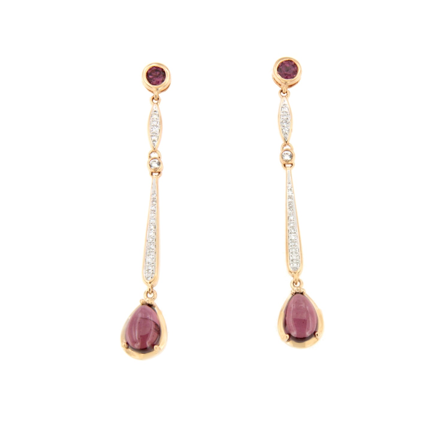 Pendientes NADIA topacio en oro blanco y rosa con brillantes en 14 ktes