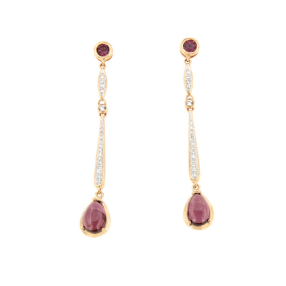 Pendientes NADIA topacio en oro blanco y rosa con brillantes en 14 ktes